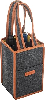 Fisioan 4 Bottle Wine Tote Bag, Wine Carrier, Insulated Thermal Padded Wine Carrier Tote, Reusable Wine Bags for Supermarket Shopping, Travel, Camping and Picnic, Perfect Wine Lover Gift