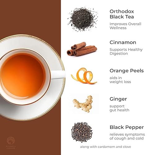 Miniatura 2 de Blooms & Leopard Bolsas de té negro prémium – Mezcla de té Sea Lion's Tea Time con cardamomo, clavo, canela, jengibre y pimienta negra – 20 bolsas