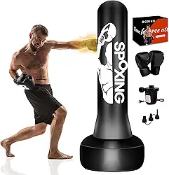 Saco de pancadas de pé para adolescentes adultos de 178 cm, saco de pancadas pesado com luvas de boxe e bomba de ar elétrica para iniciantes treinando MMA Muay Thai Fitness Kickboxing Home Gym