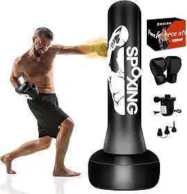 Saco de pancadas de pé para adolescentes adultos de 178 cm, saco de pancadas pesado com luvas de boxe e bomba de ar elétrica para iniciantes treinando MMA Muay Thai Fitness Kickboxing Home Gym