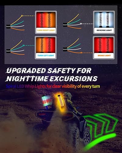 Miniatura 5 de CO LIGHT Luces LED en espiral de 3 pies con control remoto y aplicación, 300 colores y 200 modos RGB de persecuciónbaile antena gruesa iluminada