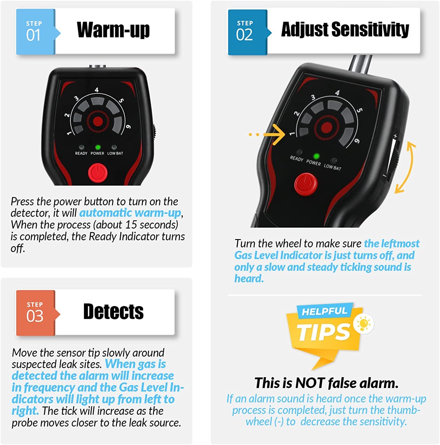 Buy Propane and Natural Gas Leak Detector, Portable Combustible Gas