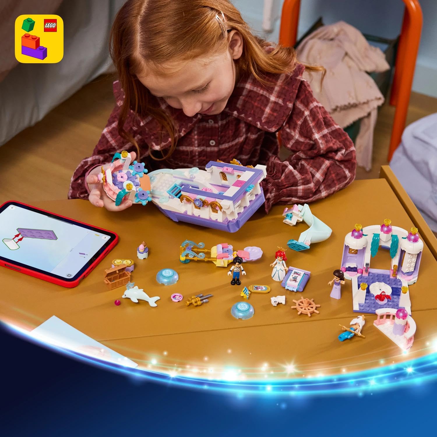 LEGO | Princesas Disney Barco de la Boda Real de Ariel – Juguete de La Sirenita con 7 Figuras Inc. Ariel y Sebastián – Decoración del Dormitorio – Regalo para Niñas de 6+ Años y Fans – 43299