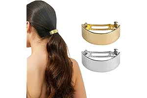 FRDTLUTHW Hair Clips Ponytail Holder, Metal Barrettes Ponytail Cuffs for Women (Gold...
