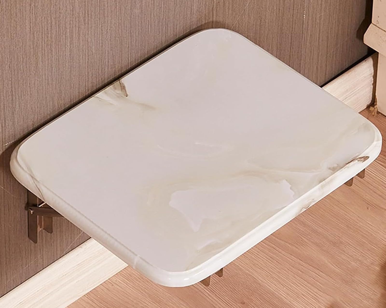 GDMDPTE Foldable Wall-Mounted Shower Stool Space-Saving Entryway Chair Multifunctional Invisible Shoe Change Bench White Ideal for Small Spaces and Bathrooms