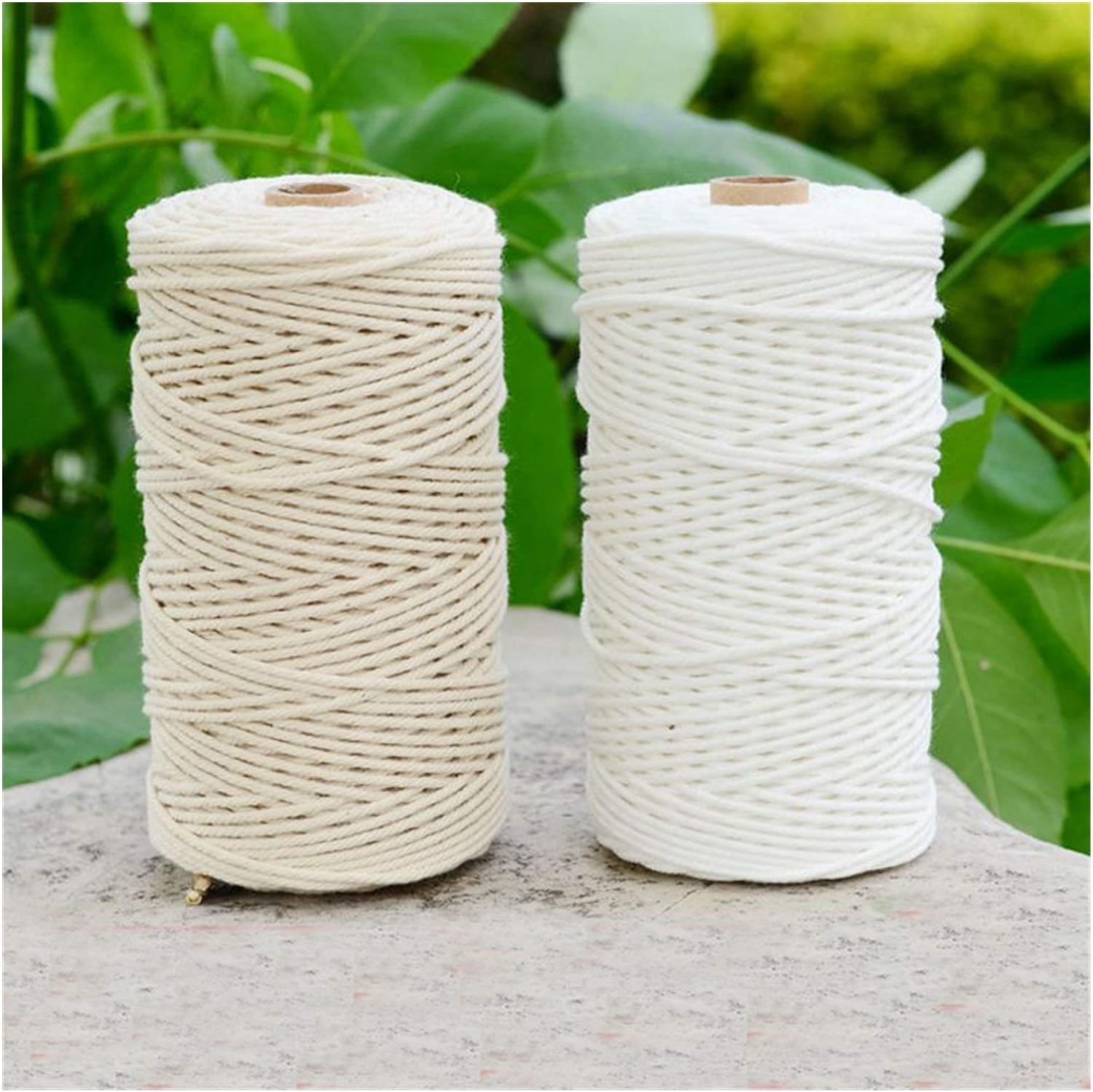Cordón de macramé 200 m Cordón de algodón Blanco Cuerda torcida Beige Cuerda de macramé Artesanal Suministros Decorativos para el hogar Hechos a Mano DIY 3 mm, 2 mm Beige