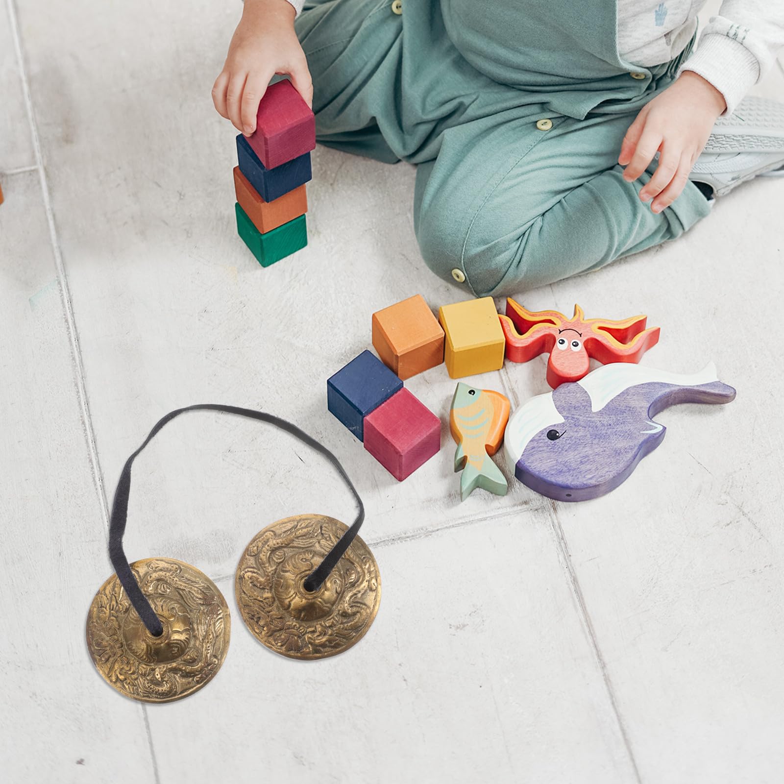 MAGICLULU Fingerzimbeln aus Messing Kleine Handzimbeln mit Band Kleiner Percussion für Yoga Tibetische Meditation und Ethnische Musik