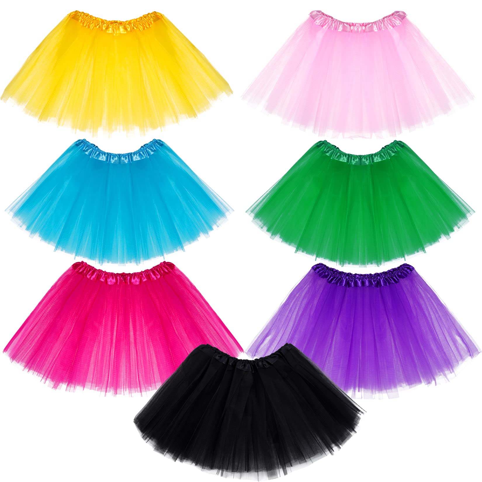 Baotongle 7-teiliges Tutu-Set Für Mädchen – 3-lagiger Tüllrock In Rosa, Elastischer Bund, Perfekt Für Karneval, Geburtstag & Halloween, Größe 2–8 Jahre