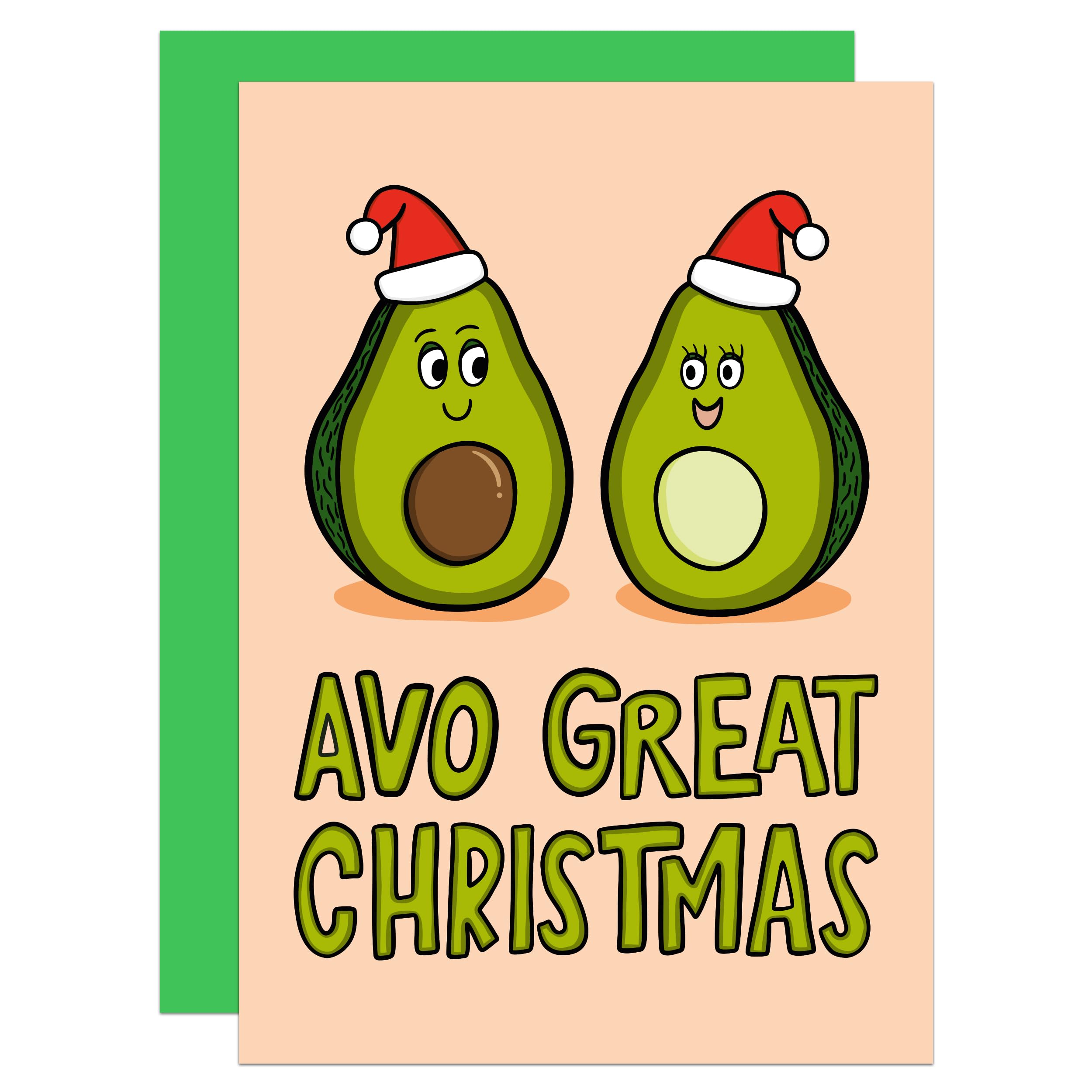 Funny Christmas Card, Avocado Pun, Vegan, For Friend, For Vegetarian, Foodie Gift, Millennial