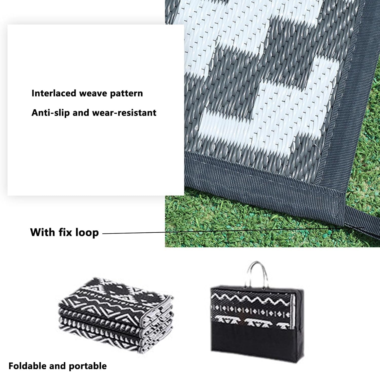 Wodoodporne dywaniki zewnętrzne na patio, recykling, plastikowa słomka, składana i przenośna mata ogrodowa, idealna do kamperów, zielona, 140 x 200 cm, trwała i stylowa dekoracja na zewnątrz