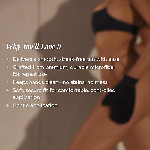 Miniatura 3 de + Lux Unfiltered Manopla de bronceado, guante de microfibra autobronceadora con pulgar, uso para un bronceado sin rayas + impecable, guante de