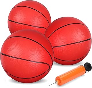 5 INCH PVC Mini Basketball for Indoor Basketball Mini Hoops, Soft 5" Rubber Small Repacement Basketball for Over Door Basketball Hoop Sets, Little Basketballs for Adults & Kids (3 PCS with Air Pump)