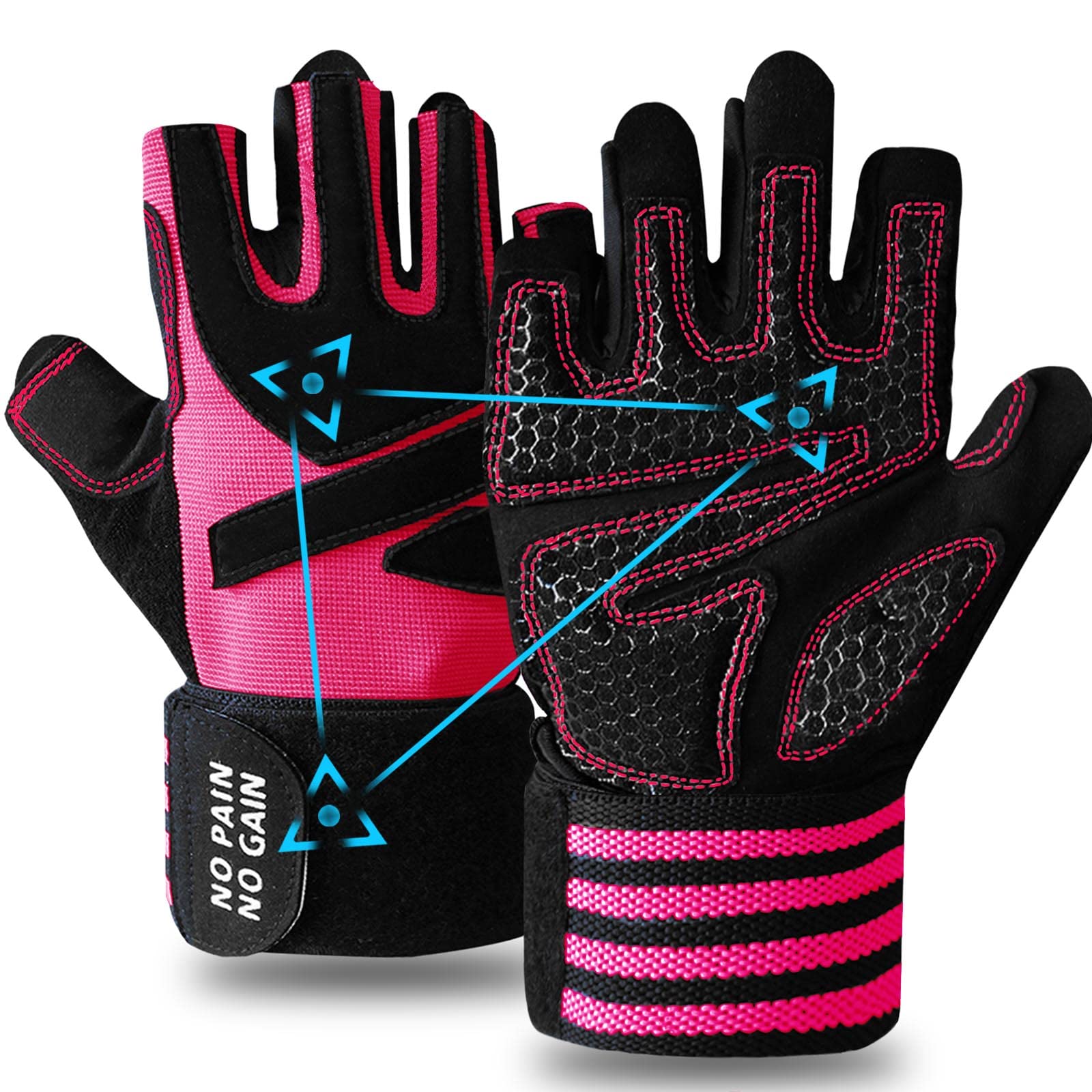 Finger Ten Fitness Handschuhe Handgelenkschutz Trainingshandschuhe Damen  Kraftsport Fitnesshandschuhe Halb Vollfinger Sporthandschuhe, fr  Gewichtheben (Halbfinger Rose, M) : Amazon.de: Sport & Freizeit
