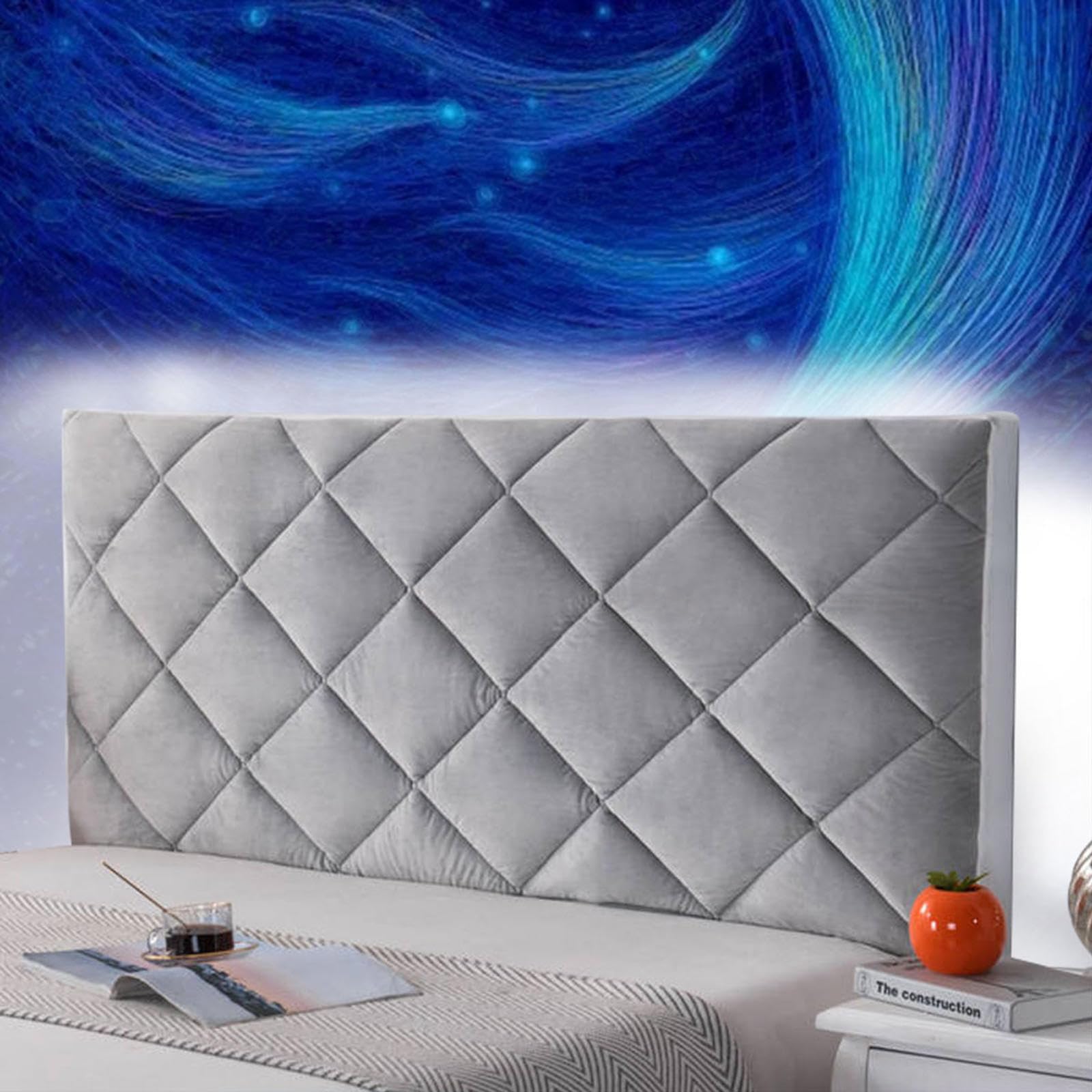 mlhk Headboard Slipcover Headboard Cover Single Headboard Covers All-Inclusive Headboard Protection Elastic Cover Stretch Bed Backrest Slipcover Single Double Queen,grey-150cm