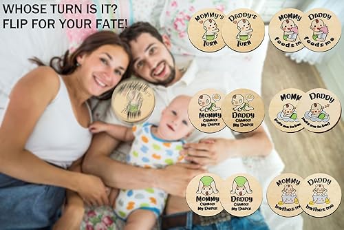 Miniatura 5 de Juego de 2 piezas de regalo para bebés, moneda de decisión de nuevos padres, regalos de bebé de madera para niños y niñas, regalos de embarazo para