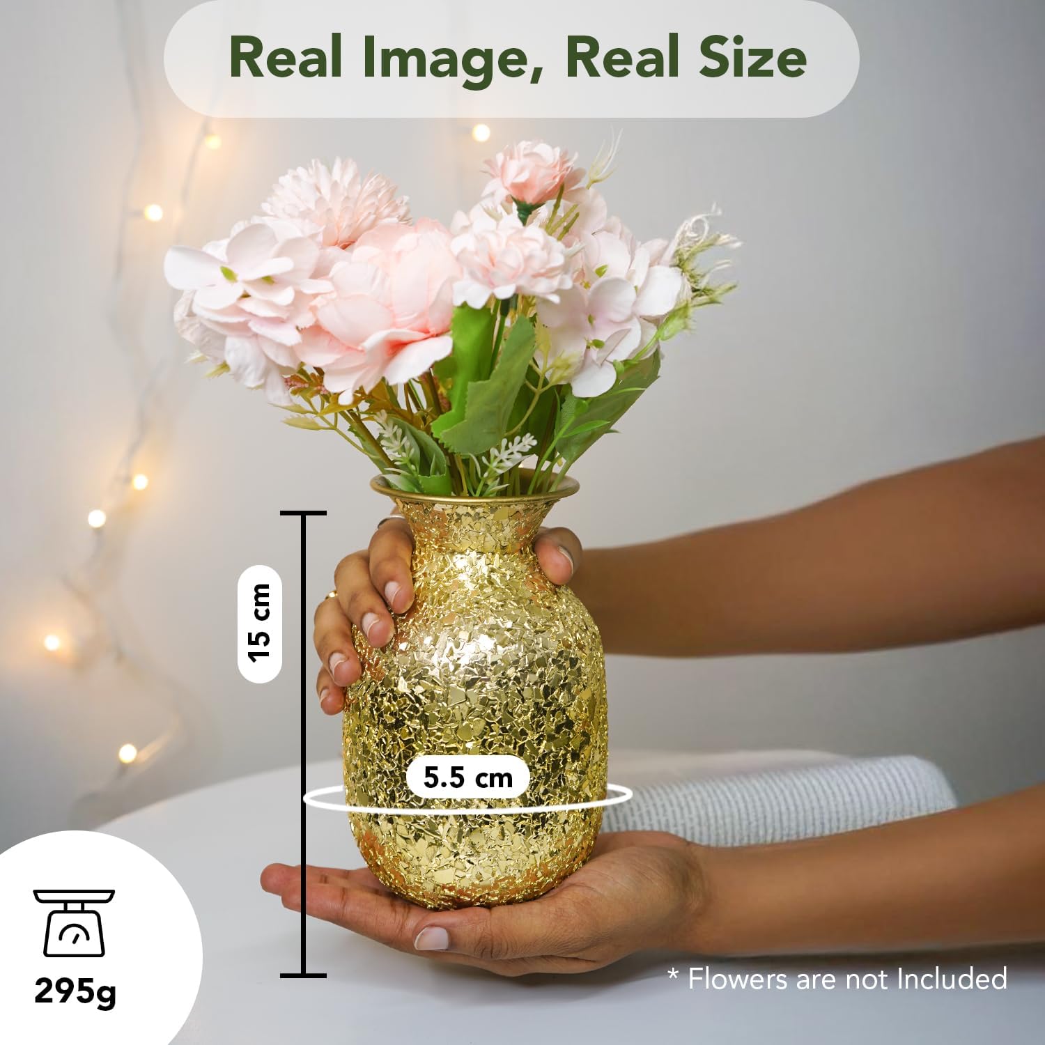 Handpainted Metallic Flower Vase for Home Decor | Aesthetic Flower Vase Gift for Weddings, Housewarmings, Parties and Gatherings | Decorative Metal Vase for Living Room, Office & Bed Corner