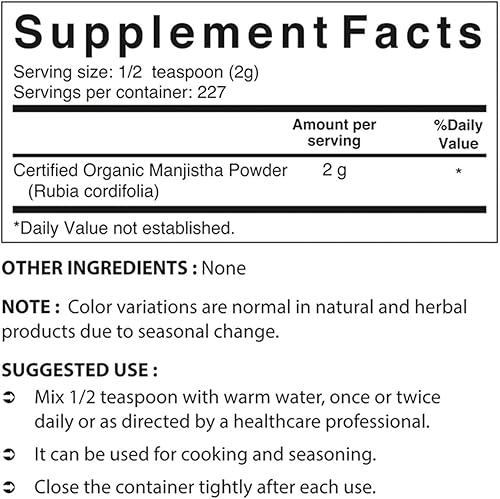 Miniatura 2 de Nova Nutritions Paquete de 3 manjistha en polvo orgánico certificado 16 oz (454 gm)