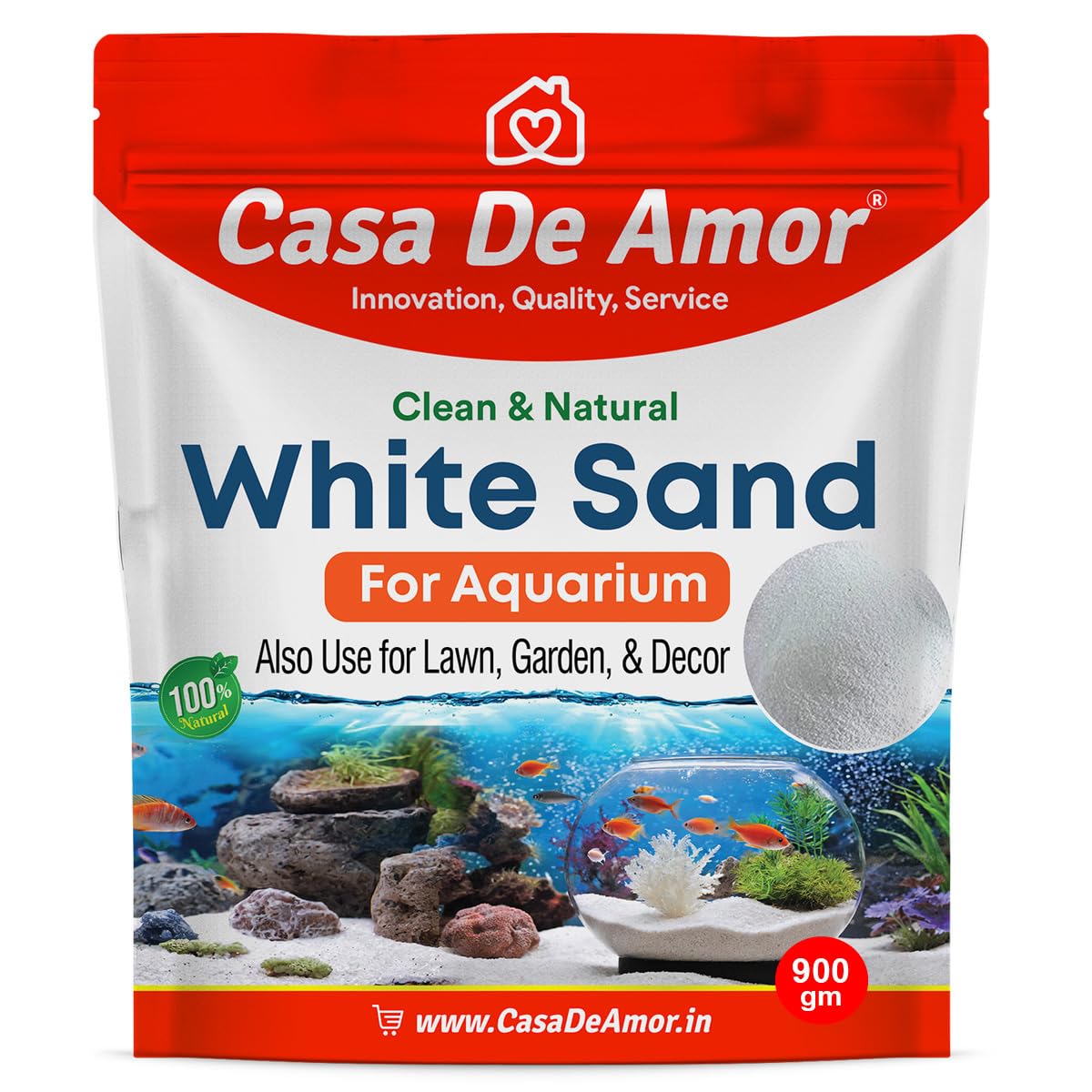 Casa De Amor Natural Aquarium White Sand Sugar Size for Freshwater Fish Tank/Decoration/Terrarium/Paintings/Plants Potted/Lawn & Garden/Fire Pits/Candle/Vase Filler and Crafts (900 gm) (B0CXJ1P69T) Amazon Price History, Amazon Price Tracker