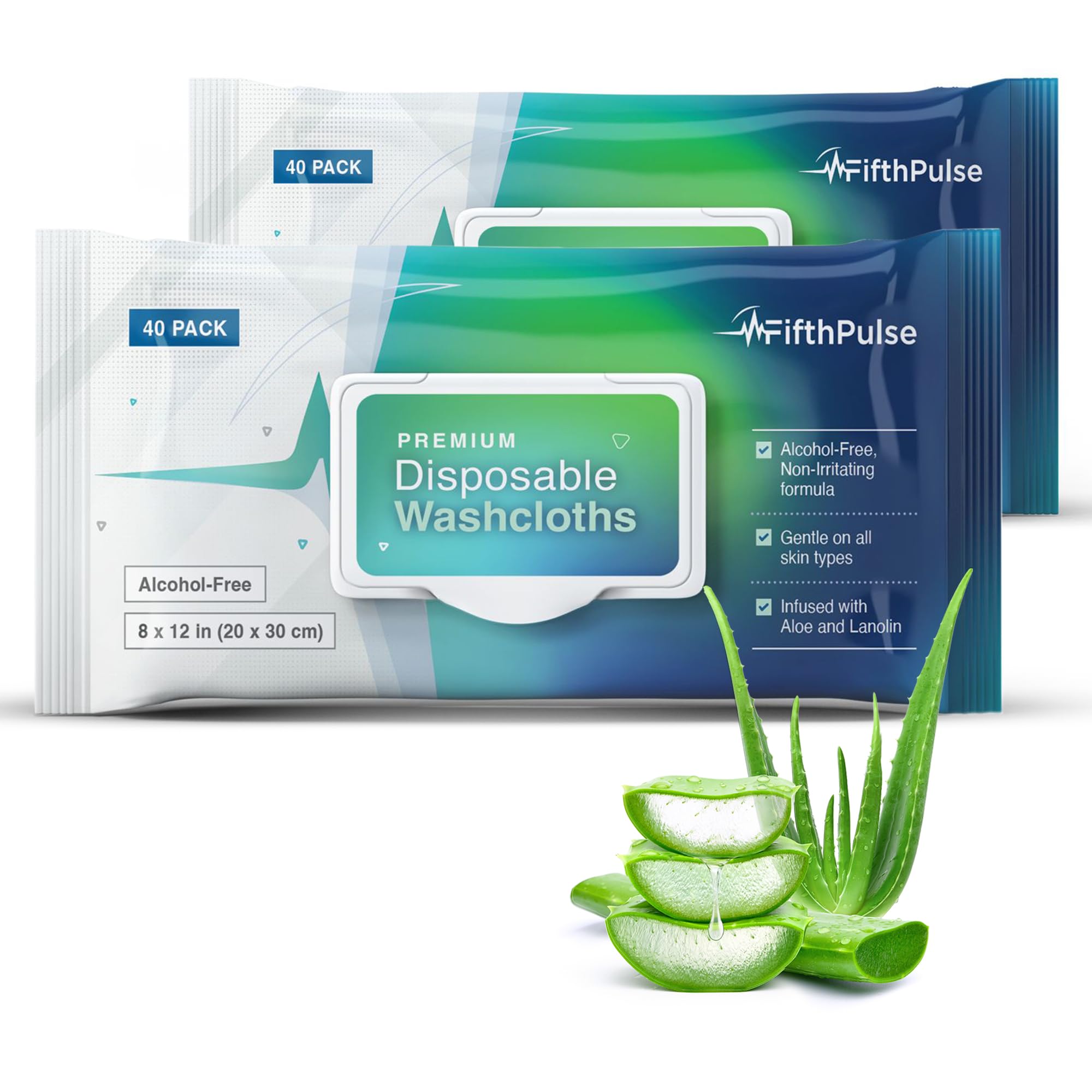 Lot de 80 lingettes jetables pour le corps pour adultes (2 x 40 paquets) – Débarbouillettes pour le bain des personnes âgées infusées à l'aloe vera et à la lanoline – Lingettes humides pour adultes