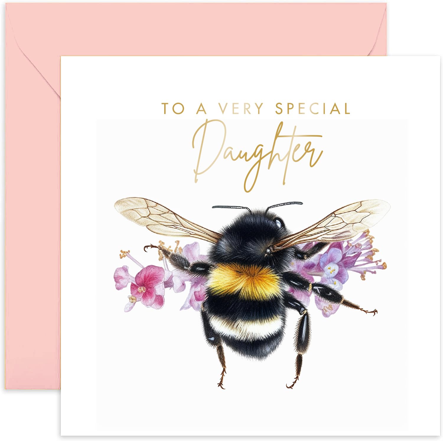 Old English Co. Bumble Bee Geburtstagskarte Für Tochter | Süßes Bienen-Blumen Design | Blanko Innen | Inkl. Umschlag
