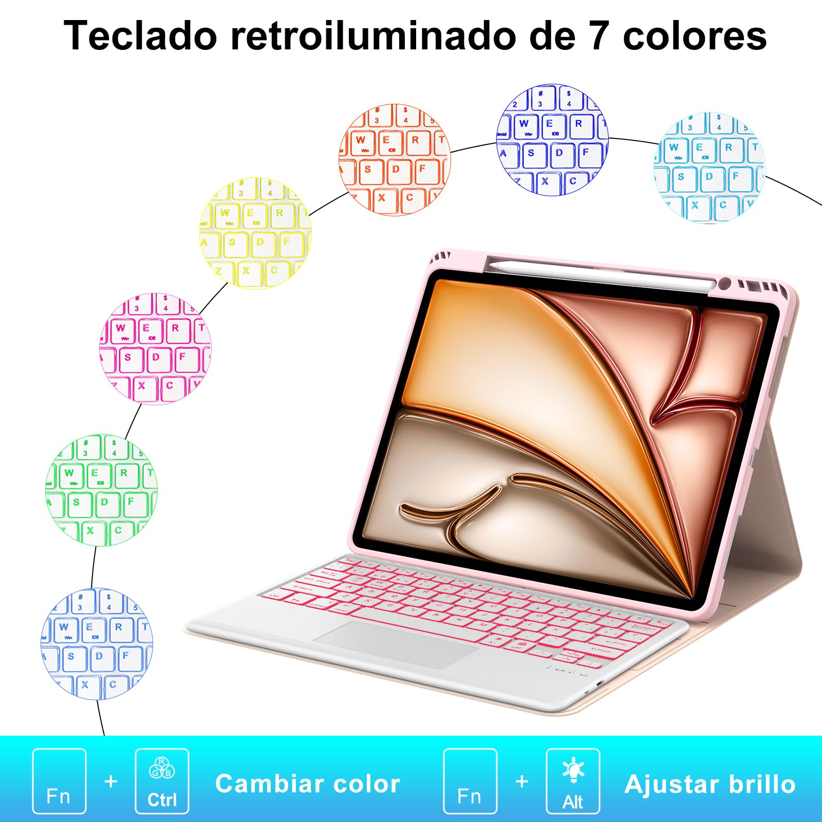 IVEOPPE Funda Teclado para iPad Air 13 M4 2026/M3 2025/M2 2024 13 Pulgadas