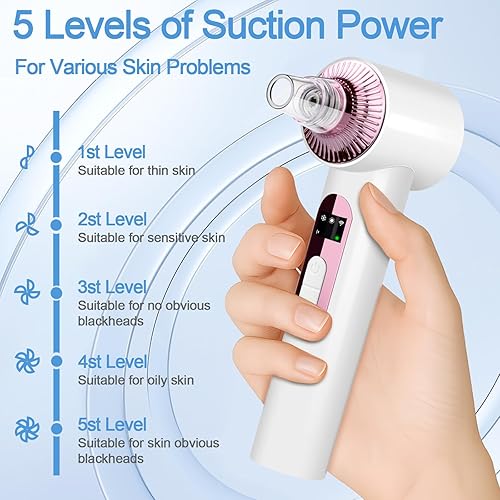 Miniatura 5 de Aspirador removedor de puntos negros con función de calefacción y frío, removedor de cabeza negra para cara y nariz con cámara, removedor de puntos