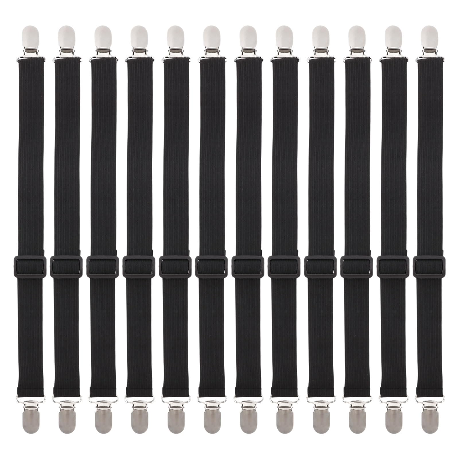 FREEBLOSS 12pcs Adjustable Straps Couch Cover Clips Elastic Straps Band Suspenders Fasteners for Sofa Chair Covers Tables Slipcover 14-71in/35-180cm