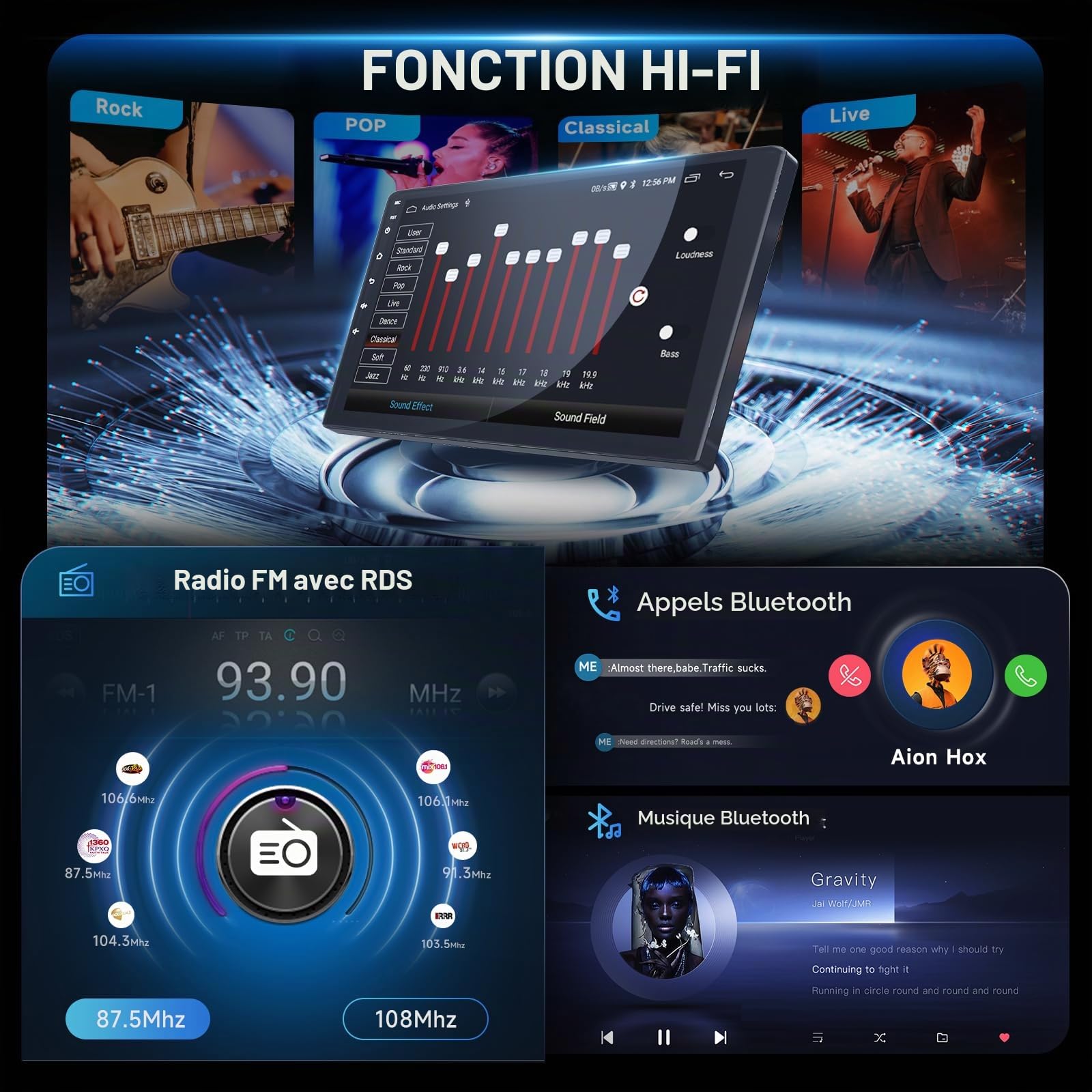 Hodozzy 2G+64GB Autoradio pour Toyota Yaris/Vitz/Platz 2005-2011 Carplay Android Auto sans Fil, Écran Tactile 7 Pouces avec GPS WiFi Bluetooth FM/RDS Android Radio 2 Din pour Toyota Yaris + Caméra