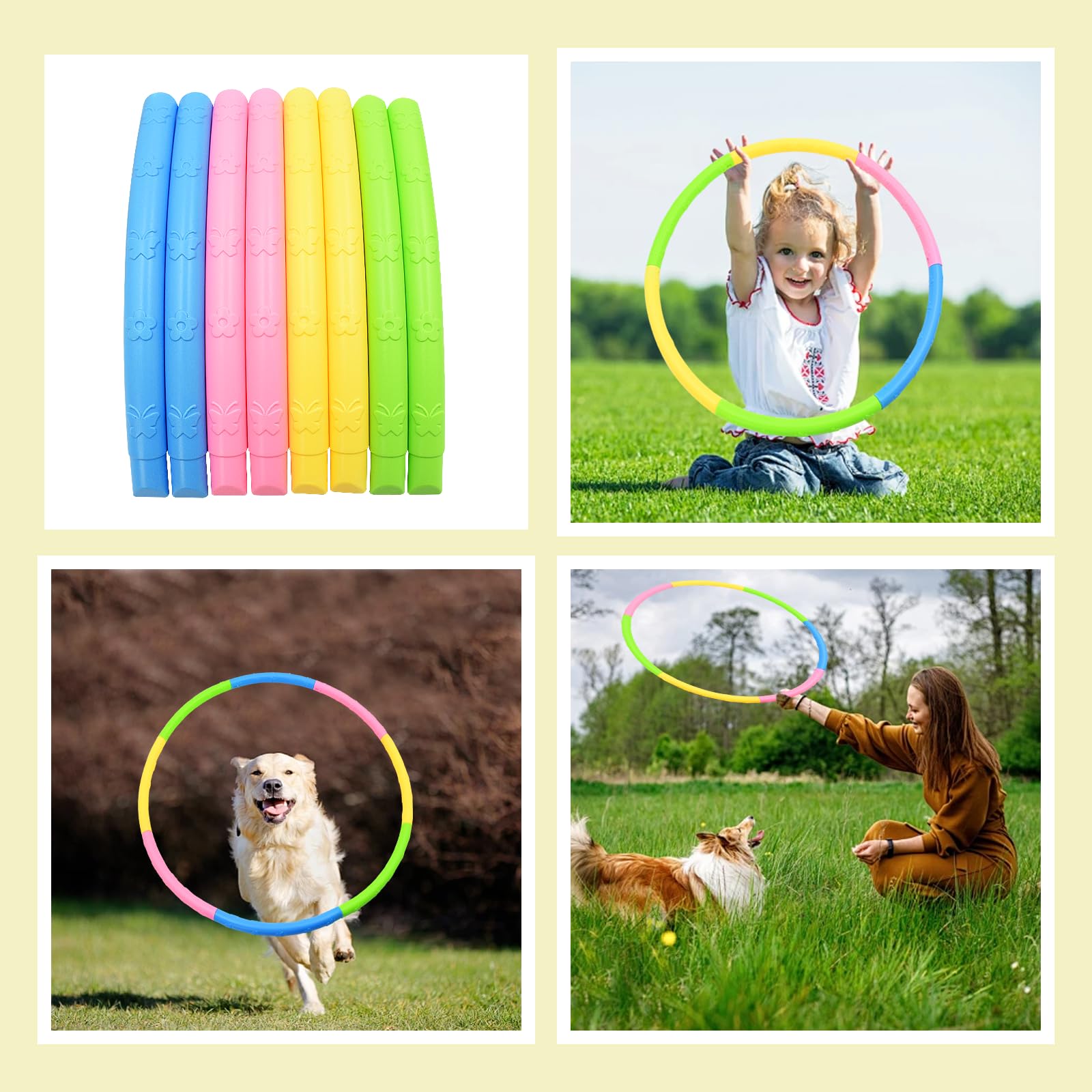 AolKee Cerceau Hula Fitness Hoop Pour Enfants, Plastique Amovible