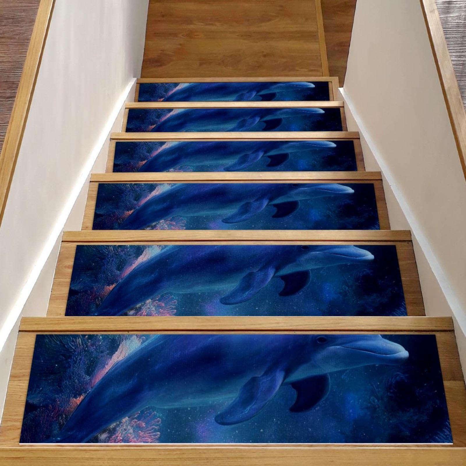 Tapis d'escalier antidérapants marches en bois lot de 15 tapis résistant dauphin