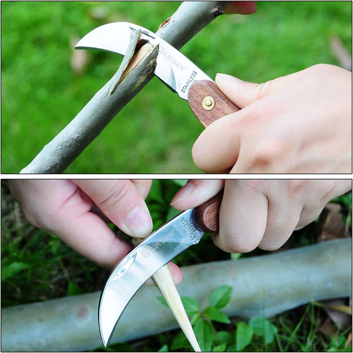 Pruning Knife,Grafting knife, Stainless Steel Garden Budding Knife, Folding Pocket Knife For Grafting Multi Cutting Tool, Weed Bushes Branches Mushroom Diggig Knife