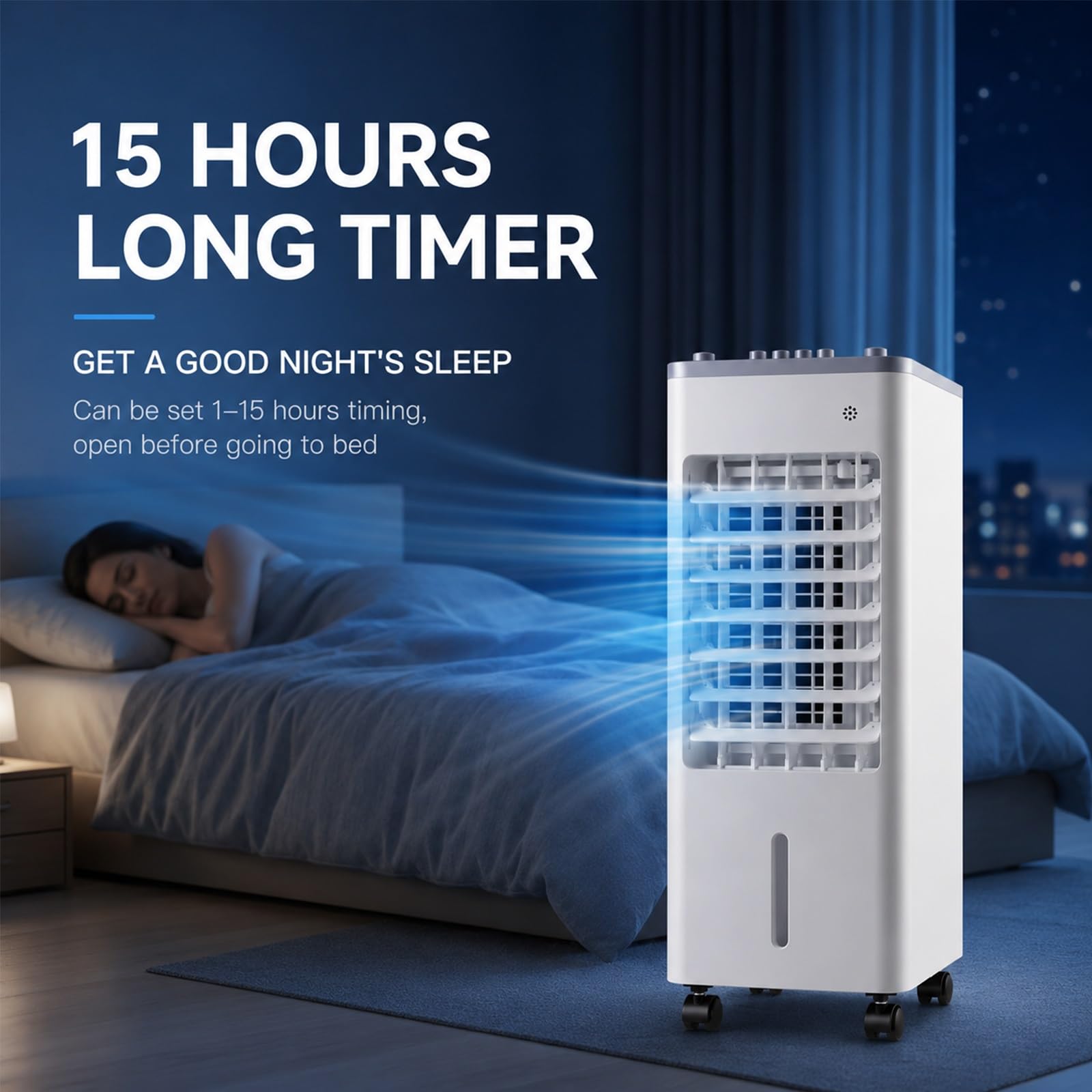 Enfriador De Aire Portátil, Enfriador Evaporativo Con Depósito De Agua, 3 Velocidades, Oscilación De 120°, Unidad De Refrigeración Silenciosa Con Ruedas Para Dormitorio, Oficina Y Hogar