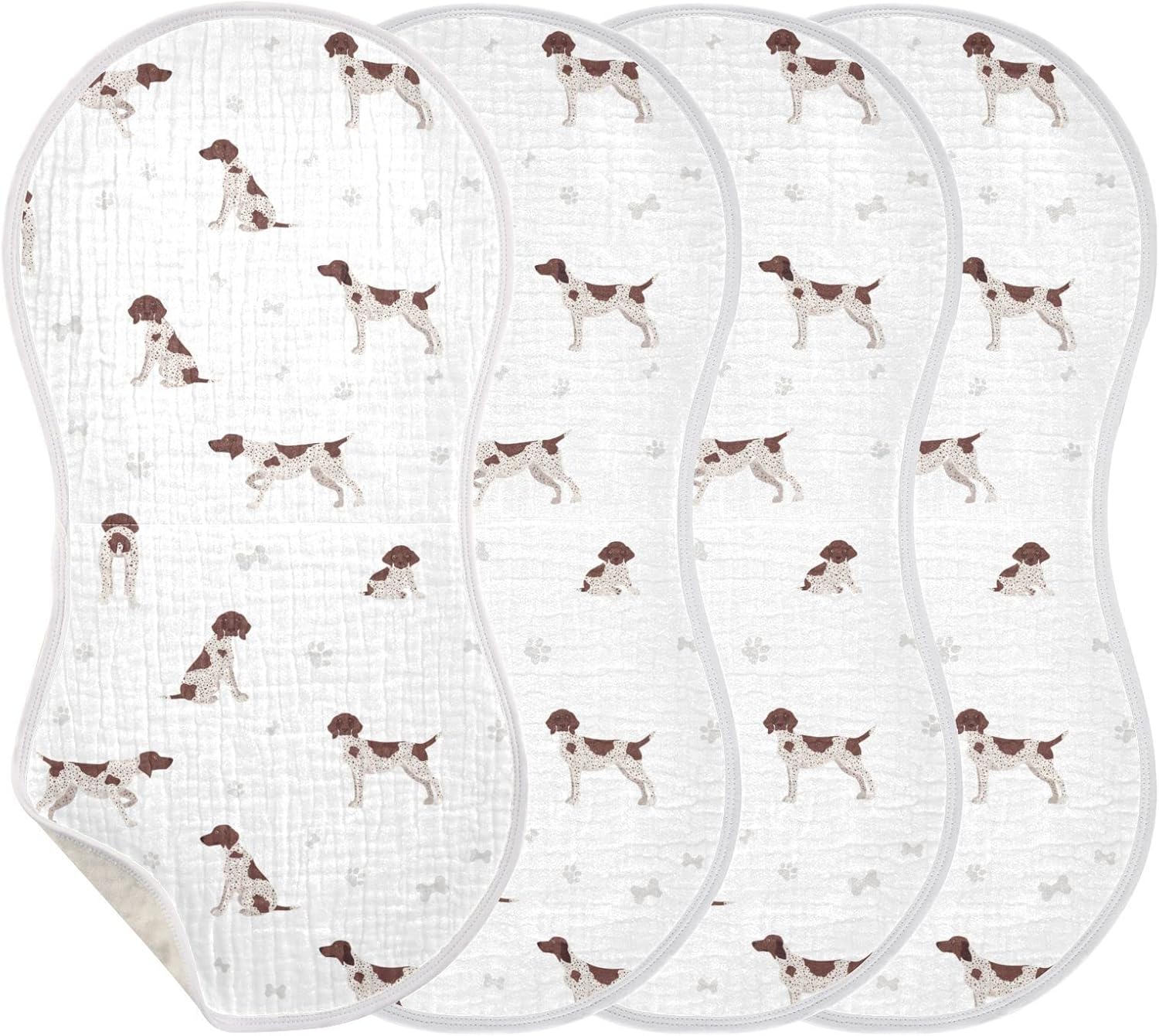 German Shorthaired Pointer Muslin Burp Cloths for Baby 4 Pack 100% Cotton Baby Washcloths Bibs for Boy Girl