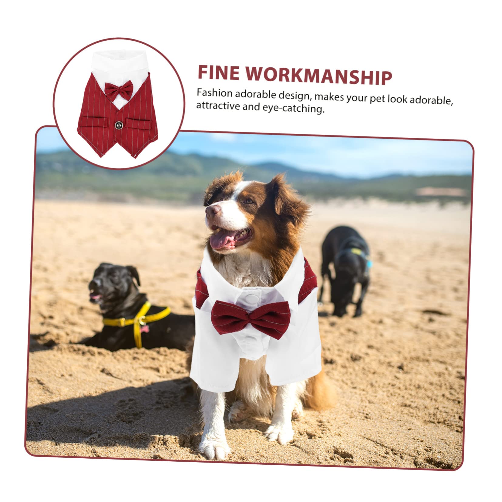 Abaodam 3stücke Hochzeitskostüm Für Hunde Elegantes Leichtes Outfit Für Hochzeiten Partys Und Fotoshootings Rotes Anzug-Shirt Für Große Hunde Für Festliche Anlässe Und Tägliches