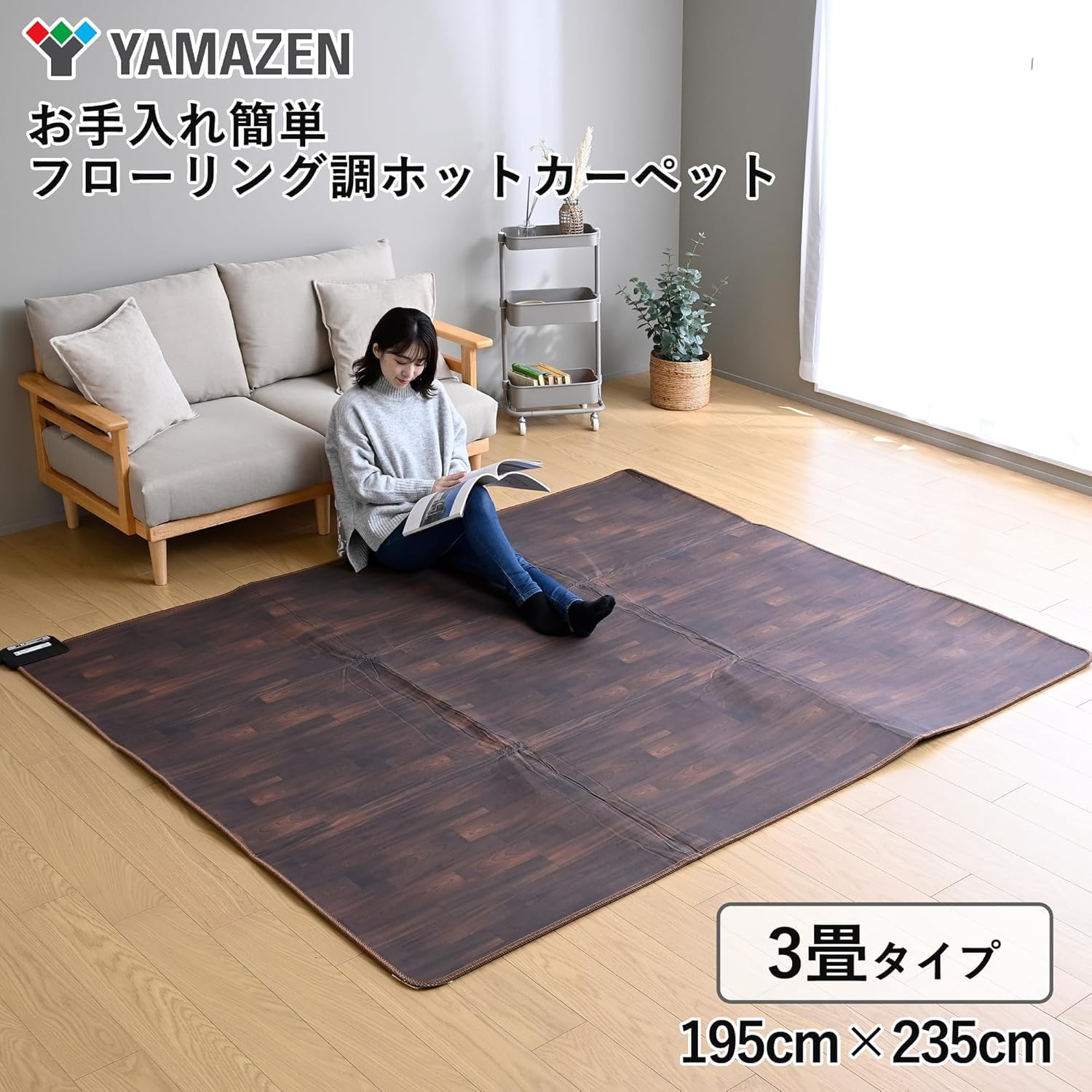 Amazon | [山善] ホットカーペット フローリング調 電気カーペット 3畳