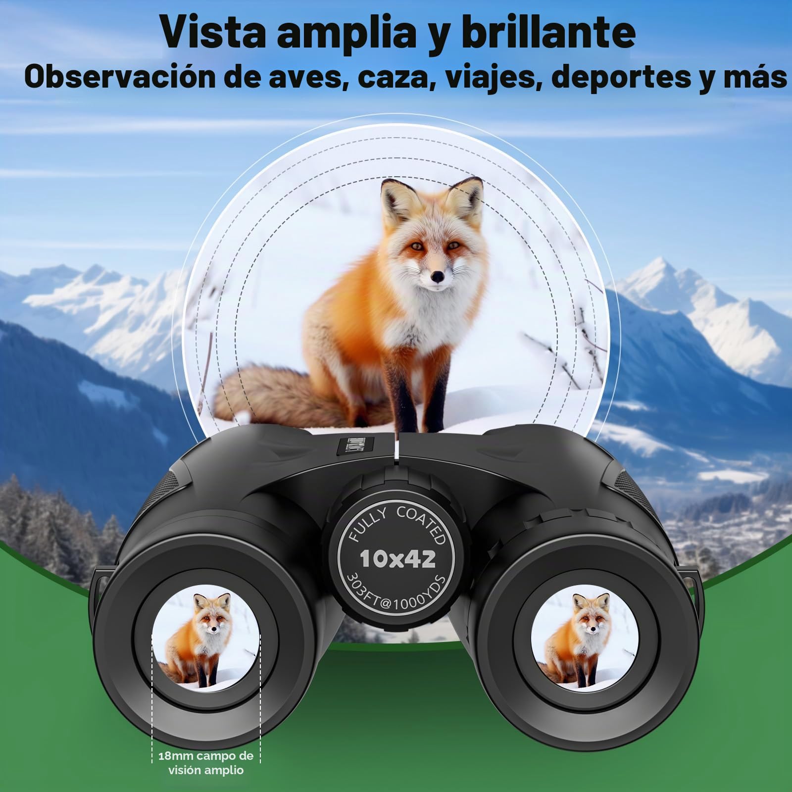 Prismaticos Profesionales Largo Alcance, Prismáticos 10x42 Lentes Completamente Cubiertos con Multicapa FMC para Conciertos, Teatro, ópera, para Viajeo, Observación de pájaros