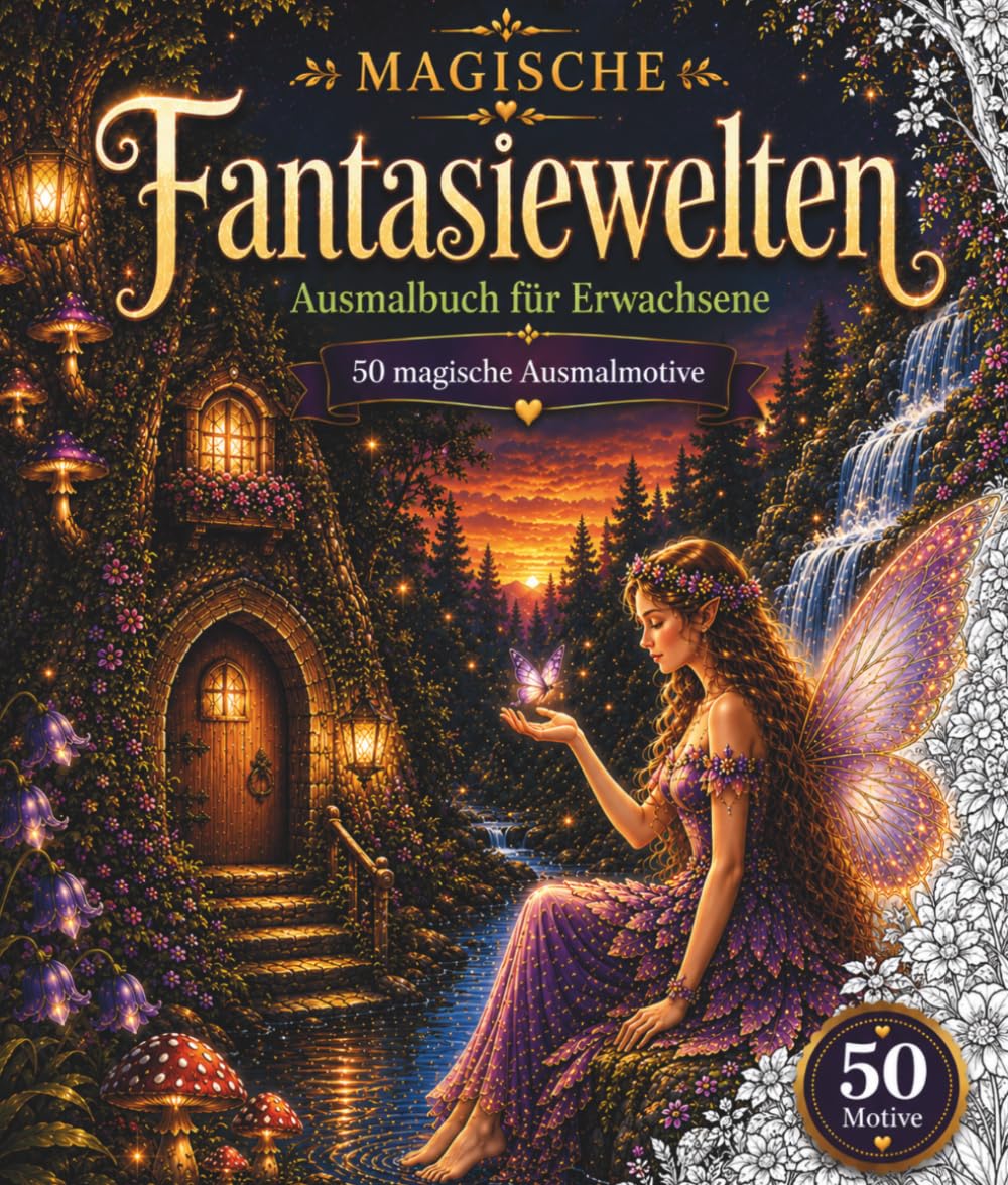 Magische Fantasiewelten: Ausmalbuch für Erwachsene – 50 magische Ausmalmotive: Tauche ein in verwunschene Wälder, märchenhafte Baumhäuser, zauberhafte ... und traumhafte Fantasielandschaften