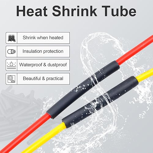 Miniatura 5 de Exqutoo 6Pack de conectores DT impermeables de 2 pines macho y hembra con cables de 16AWG 105 600V y tubos termorretráctiles, aplicables para