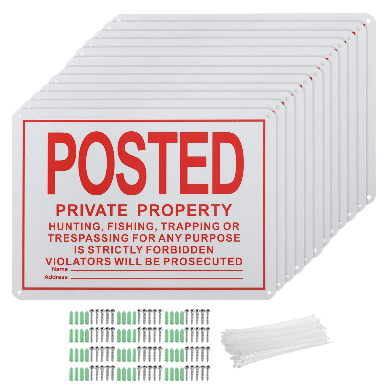 PATIKIL 10x7 Pollici Cartelli Divieto Di Accesso, Pezzi Cartelli Proprietà Privata Divieto Di Caccia Segnaletica Riflettente In Alluminio Con Viti E Fascette Per Avvisi Interni E.