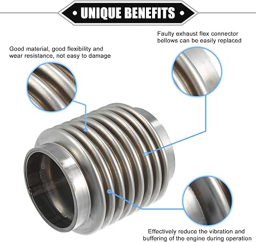 Miniatura 3 de Tubo flexible de escape de automóvil, 2.000x3.228 in, 2 x 3.23 pulgadas, tubos de conector flexible de escape, fuelle universal para automóvil,