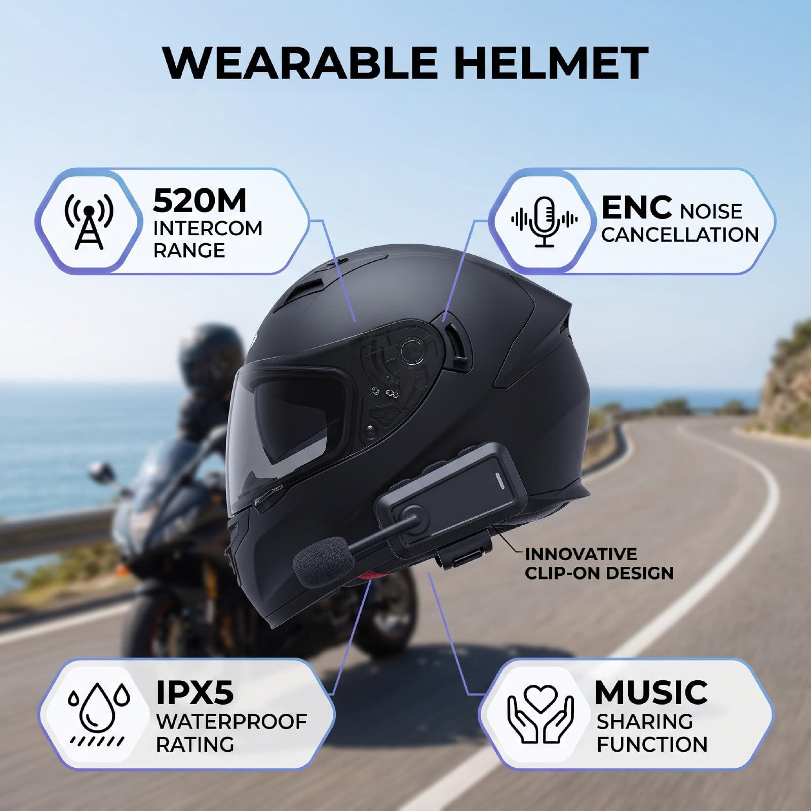 Dpofirs Casco Bluetooth Auricolare, Design a Clip