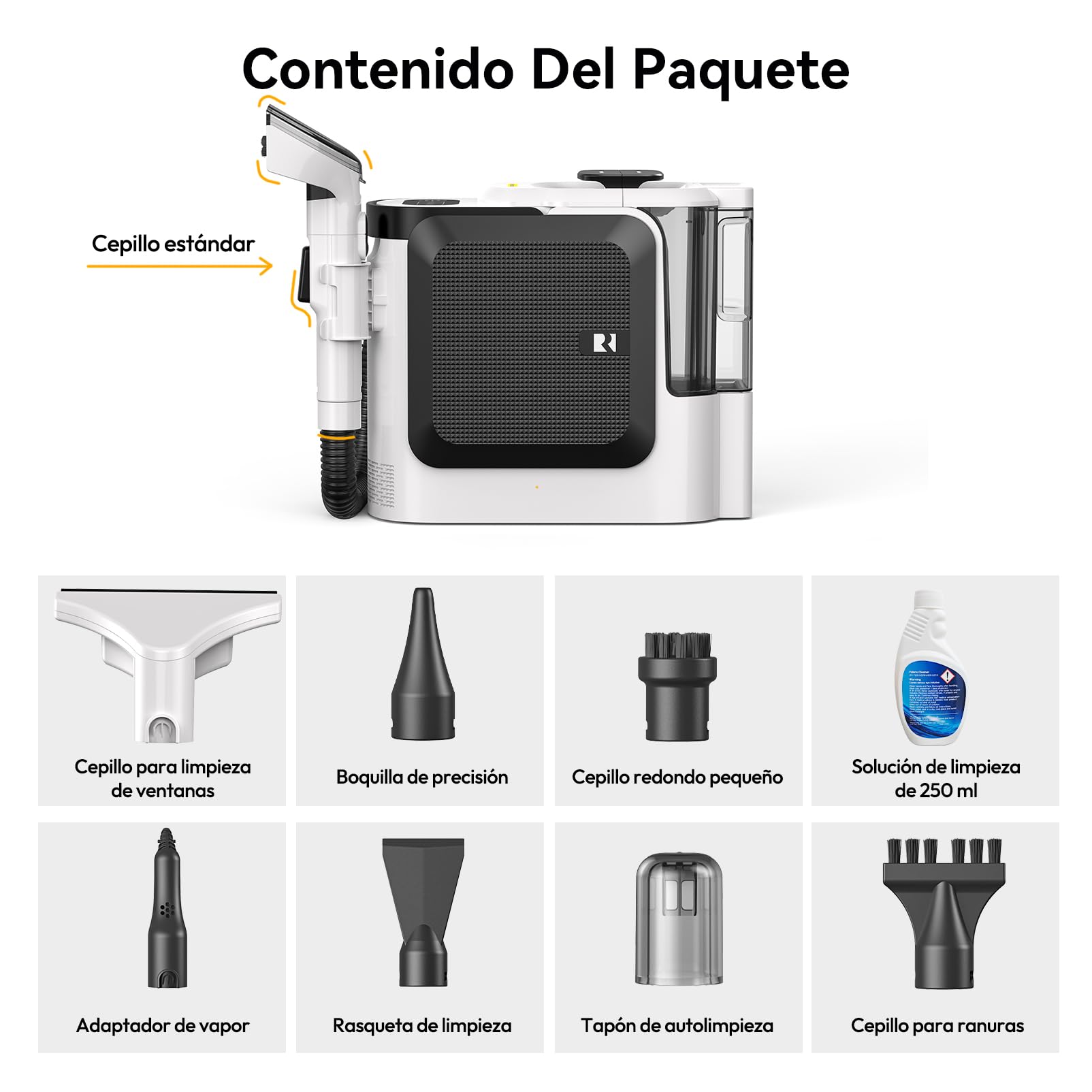 Redkey C2 Aspiradora de Agua Tapicería Lava y Aspira con Vapor, 1800W 26000Pa Aspirador de Alfombras, Limpiador de Tapicerías Vapor 4 en 1 para Ventanas, Coche, 7 Accesorios y Solución de Limpieza