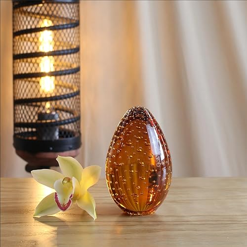 Miniatura 2 de Ca D Oro - Vaso de huevo grande pisapapeles con burbujas soplado a mano estilo Murano para escritorio, decoración y colecciones