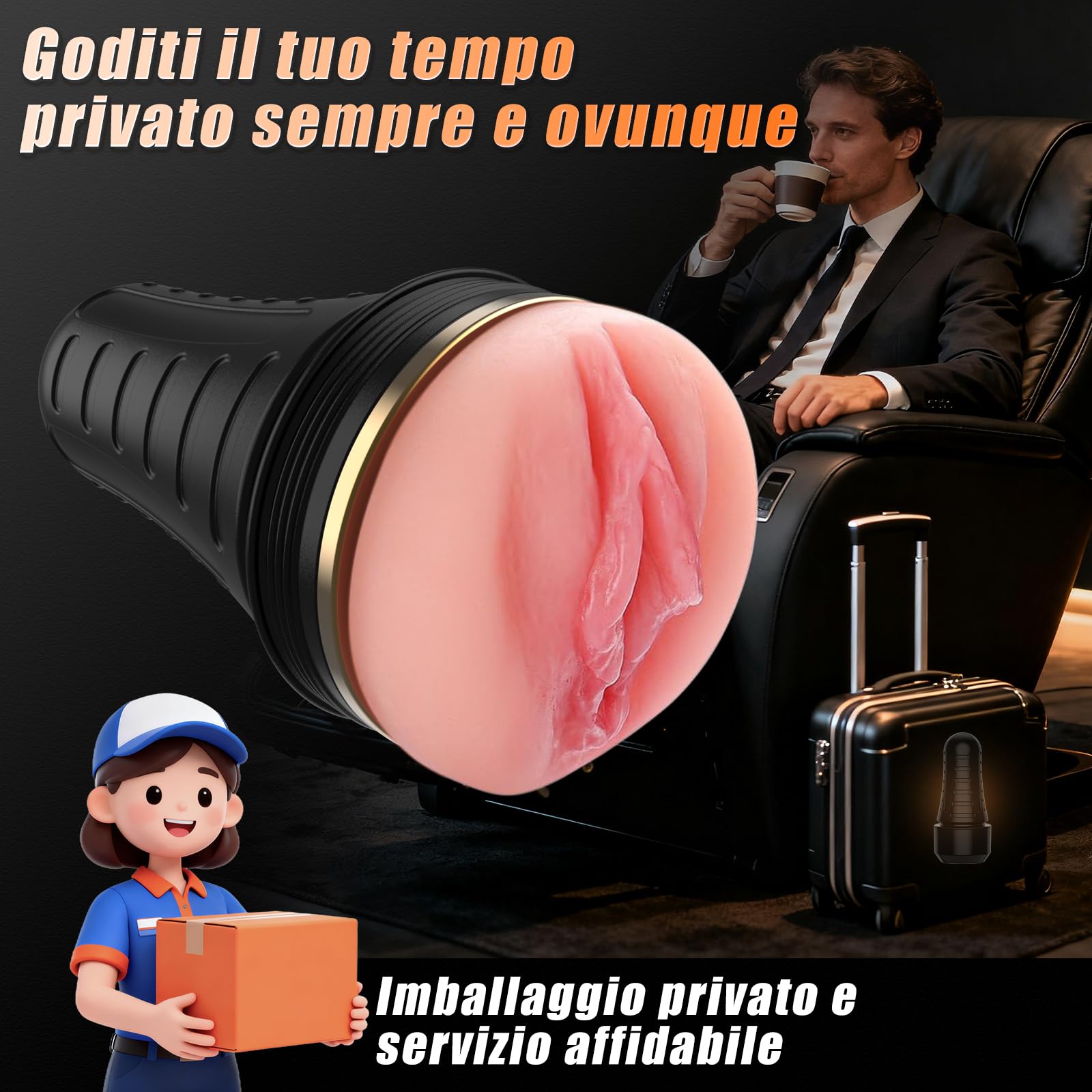 VIJISA Masturbatore Uomo Realista XXL – Sex Toy Morbido con Texture 3D e Rilievi Interni