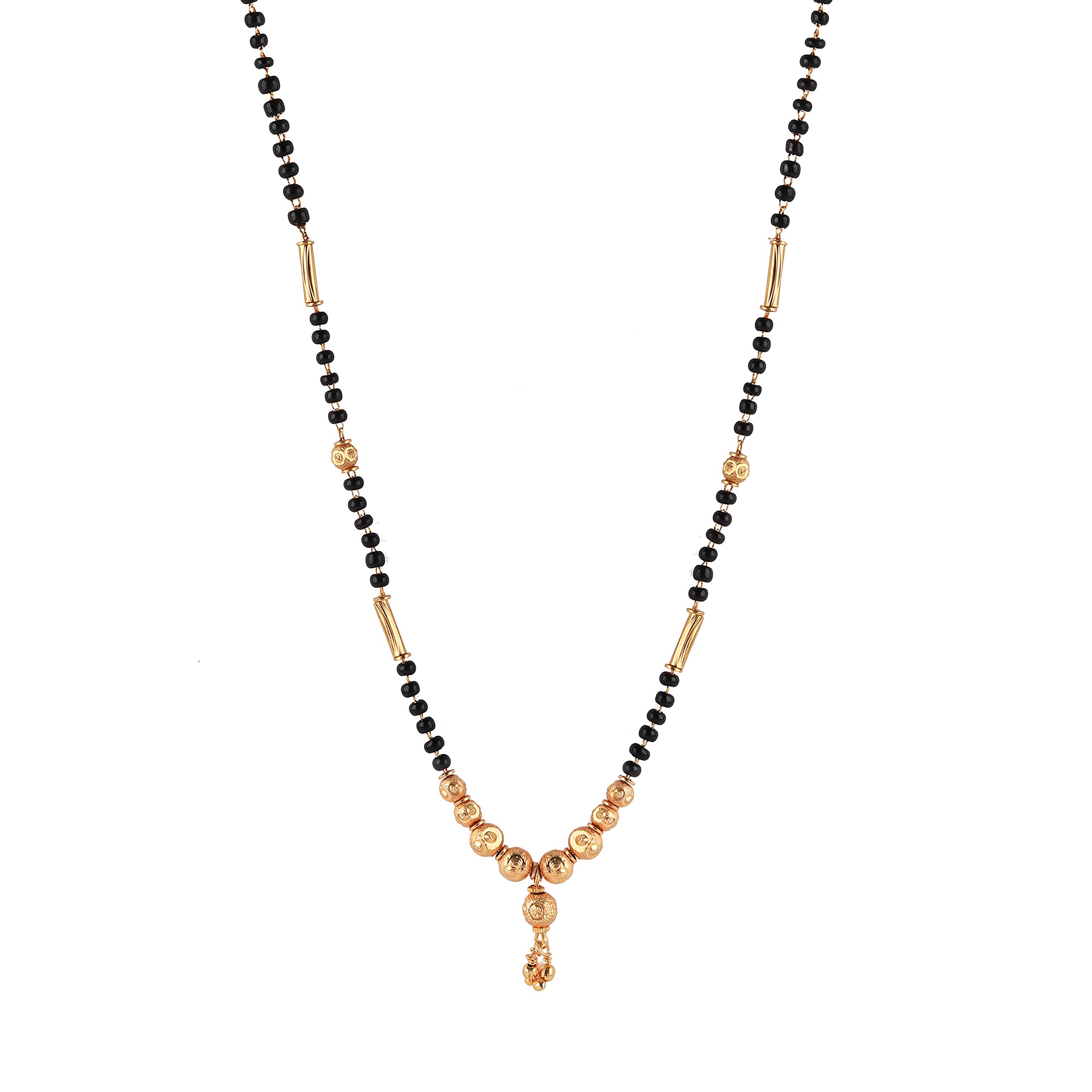 brado jewellery Gold Plated Mangalsutra Tanmaniya Necklace Pendant With Black Bead Chain for Women and Girls-picture-13