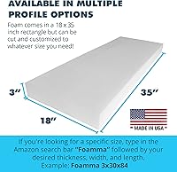 Vista 2 de Foamma Acolchado de espuma de tapicería de alta densidad de 3 x 18 x 35 pulgadas, almohada gruesa personalizada, espuma de repuesto para cojines