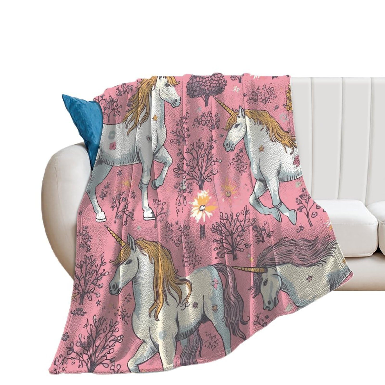 Couverture douce pour femme licorne - Plaid chaud pelucheux et décoratif