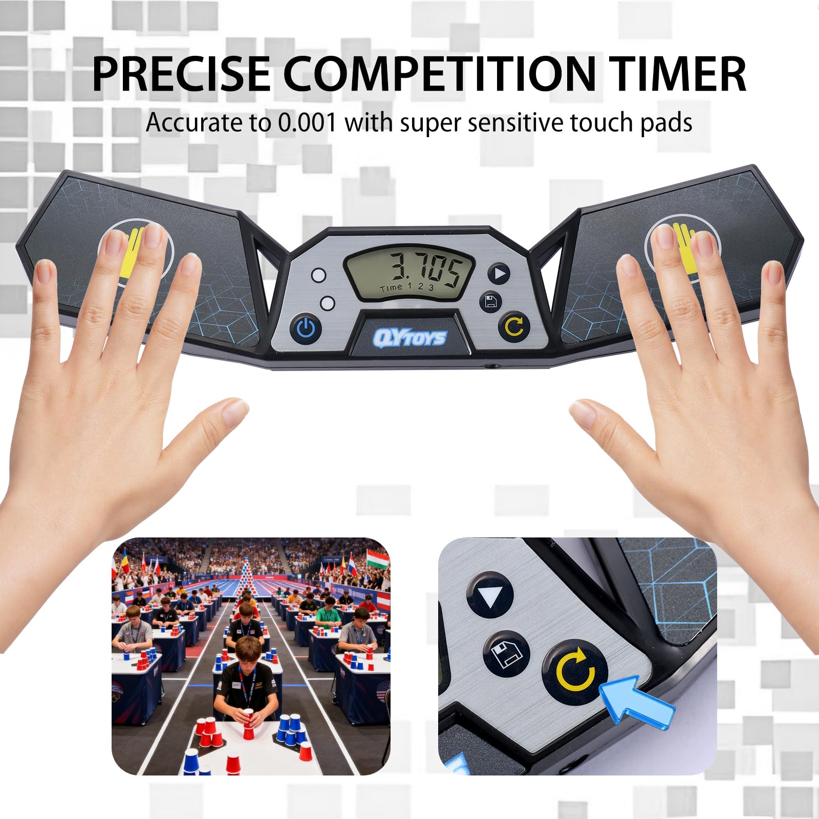 Professioneller Speed-Würfel-Timer, Touch-Steuerung, Timer mit Display, Würfel-Renn-Stack-Wettbewerb, ein tolles Geschenk