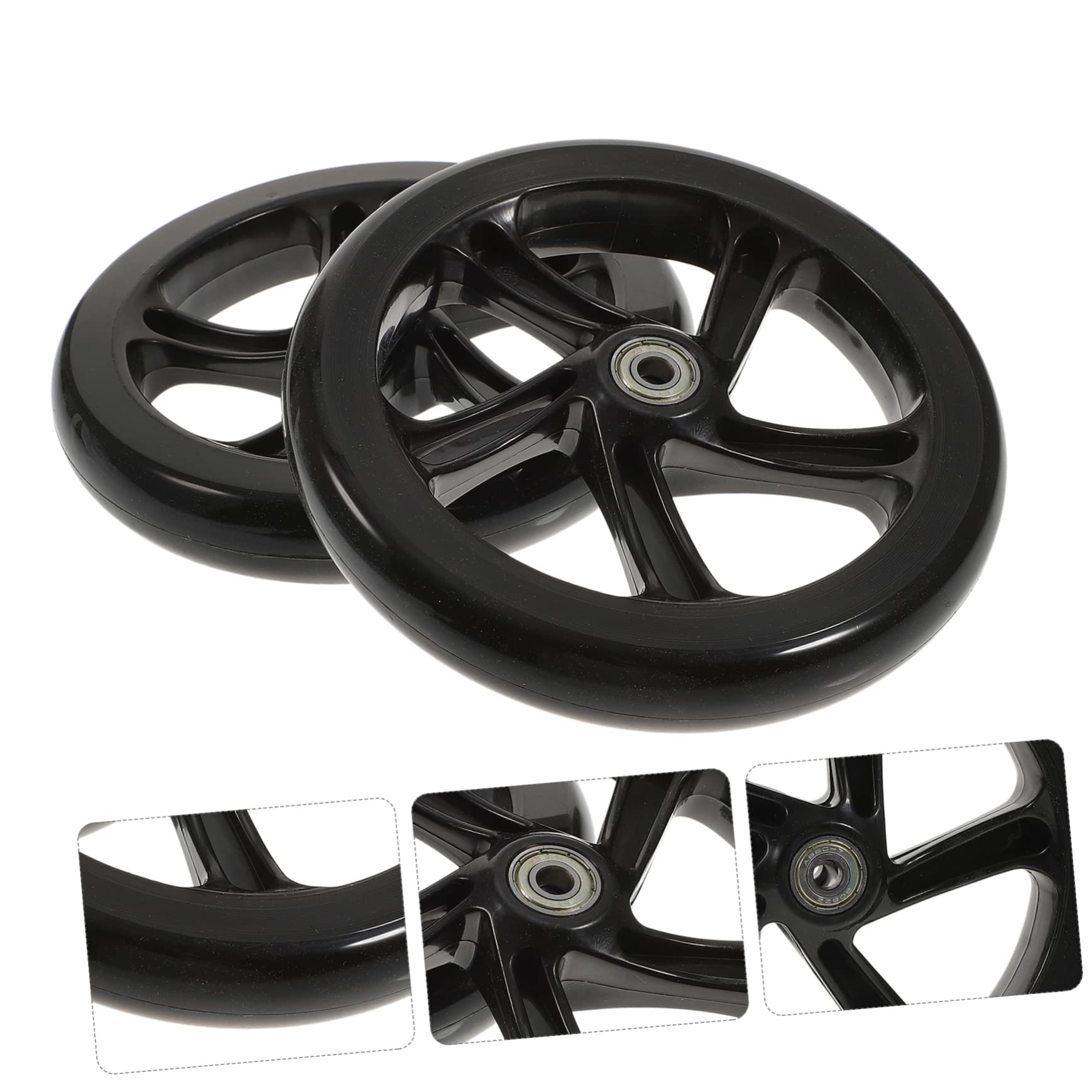 Milisten PU Haute Élasticité 2 Roues de Trottinette Grosse Roue de 180mm, Roulements, Antidérapantes et Résistantes à L’Usure pour Routes