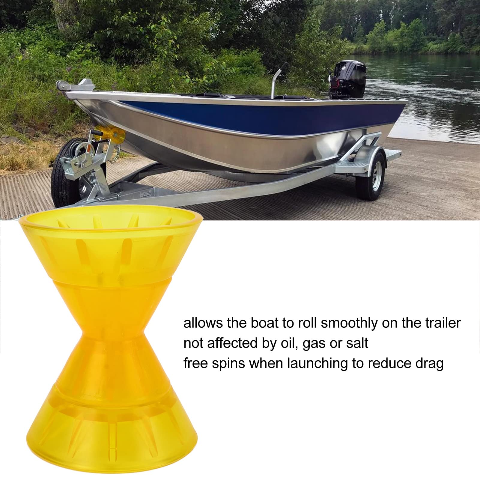 Rodillo en forma de arco marino – Rodillo moldeado de PVC amarillo de 3 piezas para una reducción suave del arrastre, ideal para remolques de barcos, caravanas y yates